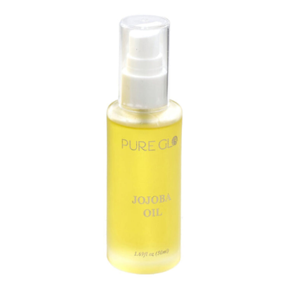 Pure Glo jojoba oil bottle for beauty and body care