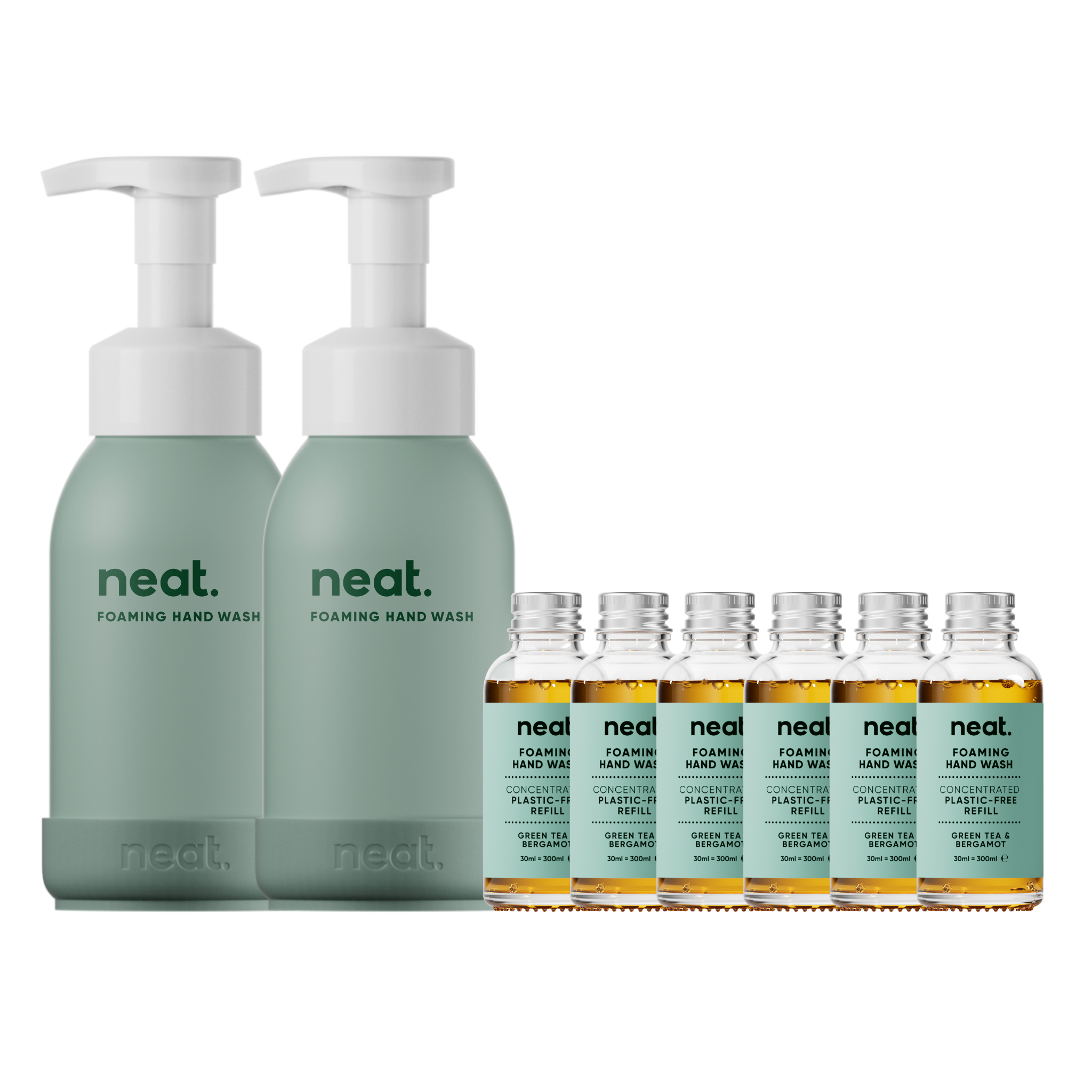 Refillable hand wash bundle for a polished low-waste sink area