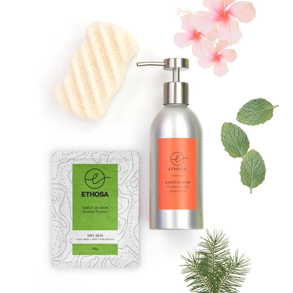 Durable refillable body wash for a simpler bathroom shelf